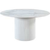 Kristen Dining Table in Marbled White Ceramic & White